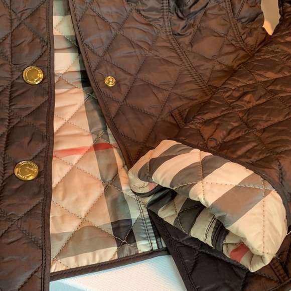 Burberry Jackets & Coats Burberry Coat Quilted Plaid Espresso Brown
